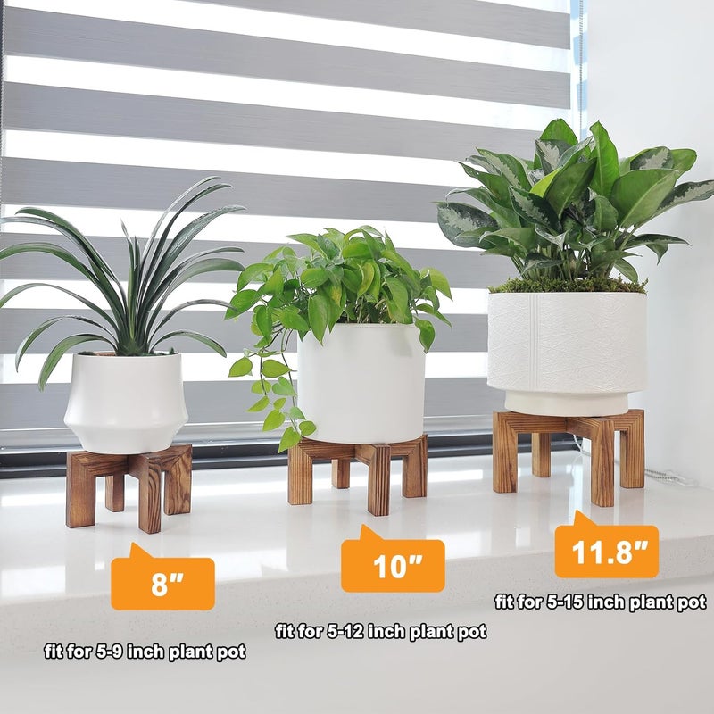 Vigordream حامل نباتات، حامل نباتات خشبي داخلي/خارجي، حامل وعاء زهور فردي، حاملات نباتات قوية (جوز، يناسب أوعية 5-9 بوصة) - Image 2